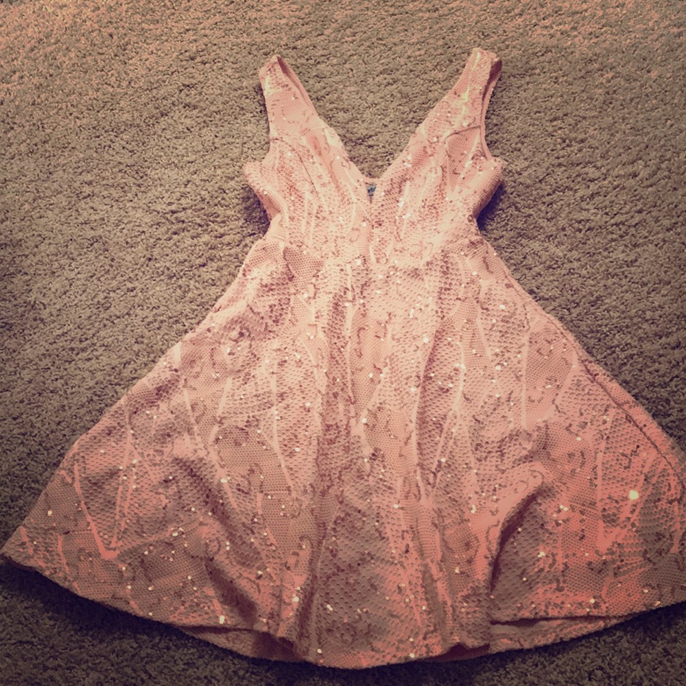 Rose gold sequin dress